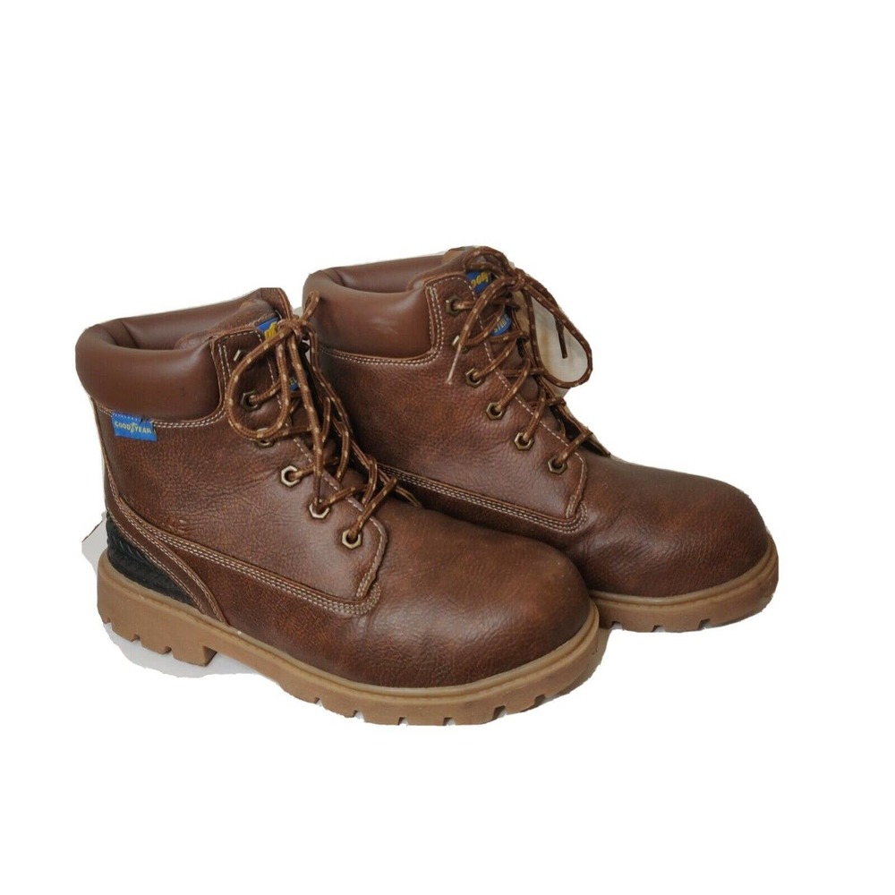 Goodyear Men's Boots Size 7.5 Maverick ST Brown Leather Steel Toe.